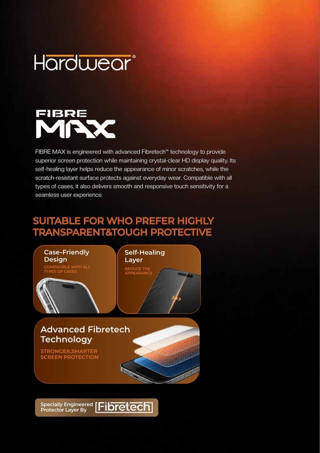 HARDWEAR Fibre Max Screen Protector (HD Clear, Self-Healing) 2