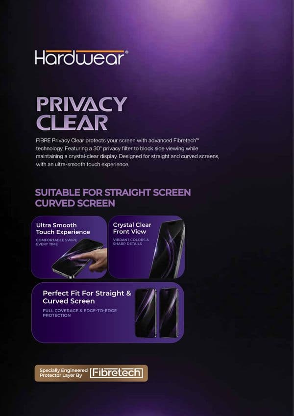 HARDWEAR Fibre Privacy Clear Screen Protector