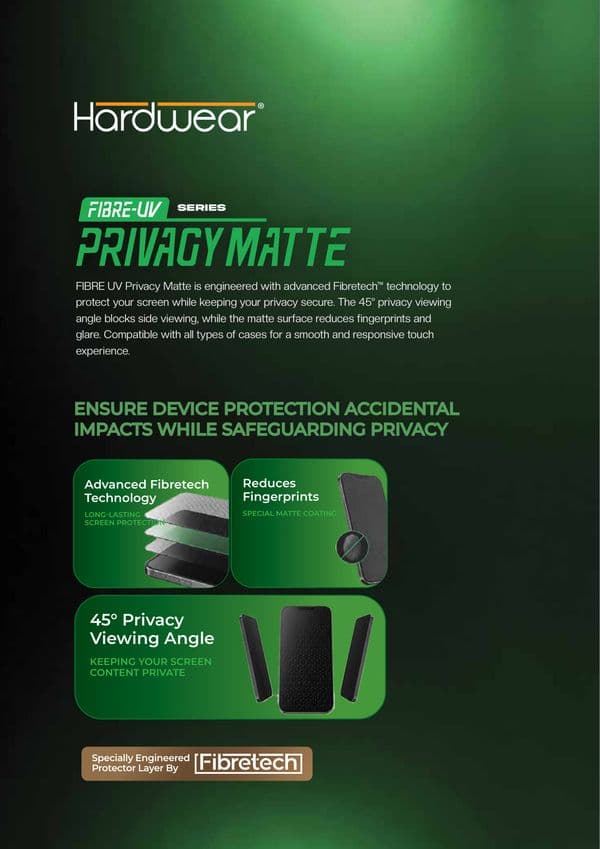 HARDWEAR Fibre UV Privacy Matte Screen Protector